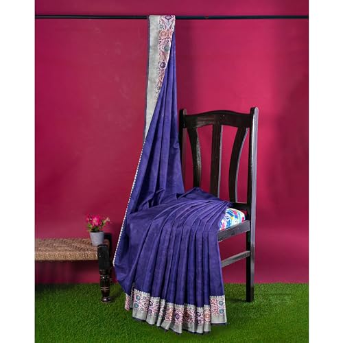 Ta la hi Collections Women's Banarasi Saree, Meenakari Raw Silk Saree for Women, Partywear Silk Sari with Unstitched Blouse -Blue/Talahi Collections