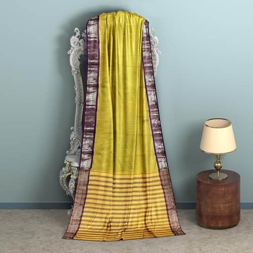 Ta la hi Collections Women's Saree, Silk Saree, Indian Traditional Silk Saree for Women, Festival Saree, Wedding Gift Sari -Mustard Yellow/Talahi Collections