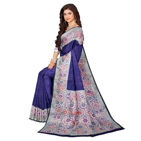 Ta la hi Collections Women's Banarasi Saree, Meenakari Raw Silk Saree for Women, Partywear Silk Sari with Unstitched Blouse -Blue/Talahi Collections