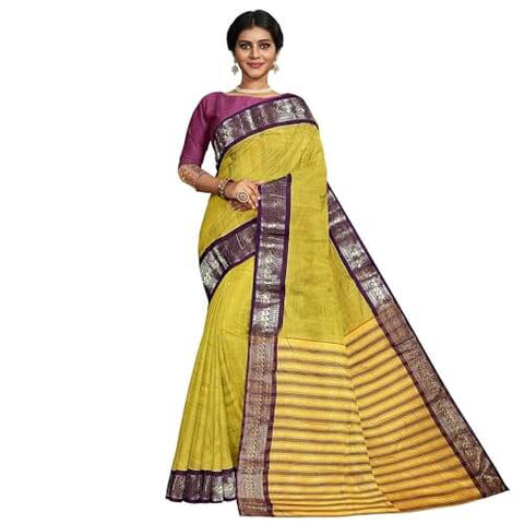 Ta la hi Collections Women's Saree, Silk Saree, Indian Traditional Silk Saree for Women, Festival Saree, Wedding Gift Sari -Mustard Yellow/Talahi Collections