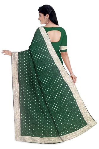 Ta la hi Collections Indian Traditional Raw Silk Saree for Women, Party Wear Women's Saree with Blouse Piece-Green/Talahi Collections