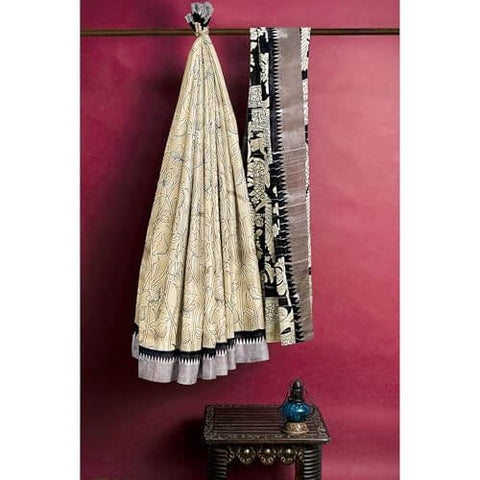 Ta la hi Collections Women's Saree, Soft Art Silk Saree, Indian Traditional Silk Saree for Women, Festival Saree, Wedding Gift Sari -Cream/Talahi Collections