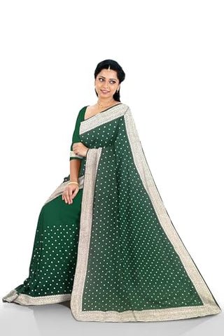 Ta la hi Collections Indian Traditional Raw Silk Saree for Women, Party Wear Women's Saree with Blouse Piece-Green/Talahi Collections