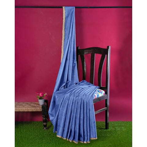 Ta la hi Collections- Elegant Tissue silk with golden lace and running Blouse- Blue/Talahi Collections