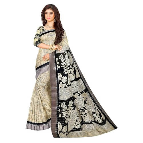 Ta la hi Collections Women's Saree, Soft Art Silk Saree, Indian Traditional Silk Saree for Women, Festival Saree, Wedding Gift Sari -Cream/Talahi Collections