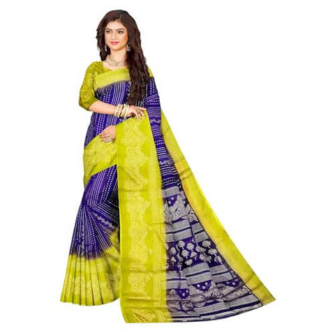 Ta la hi Collections Women's Saree, Silk Saree with Mica print, Indian Traditional Silk Saree for Women, Festival Saree, Wedding Gift Sari -Purple and Yellow/Talahi Collections