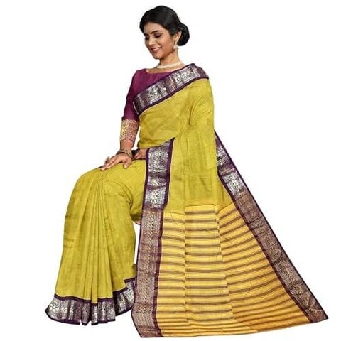 Ta la hi Collections Women's Saree, Silk Saree, Indian Traditional Silk Saree for Women, Festival Saree, Wedding Gift Sari -Mustard Yellow/Talahi Collections