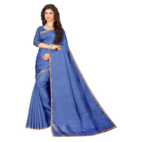 Ta la hi Collections- Elegant Tissue silk with golden lace and running Blouse- Blue/Talahi Collections