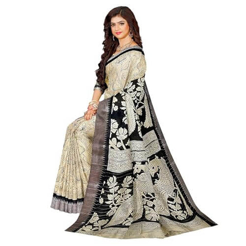 Ta la hi Collections Women's Saree, Soft Art Silk Saree, Indian Traditional Silk Saree for Women, Festival Saree, Wedding Gift Sari -Cream/Talahi Collections