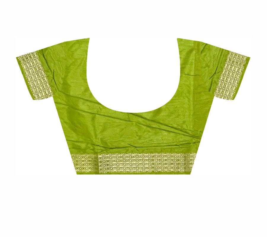 Ta la hi Collections Bandhej Silk Saree for Women, Indian Women's Green Silk Saree with Zari Pallu and Unstitched Blouse for Wedding, Party/Talahi Collections