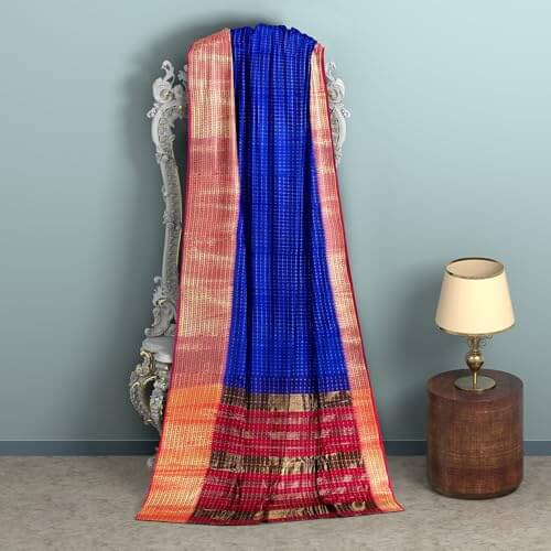 Ta la hi Collections Women's Saree, Organza checks Silk Saree, Indian Traditional Silk Saree for Women, Festival Saree, Wedding Gift Sari -Blue/Talahi Collections