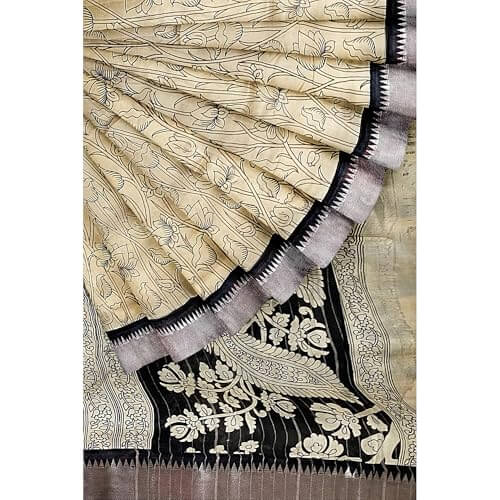 Ta la hi Collections Women's Saree, Soft Art Silk Saree, Indian Traditional Silk Saree for Women, Festival Saree, Wedding Gift Sari -Cream/Talahi Collections