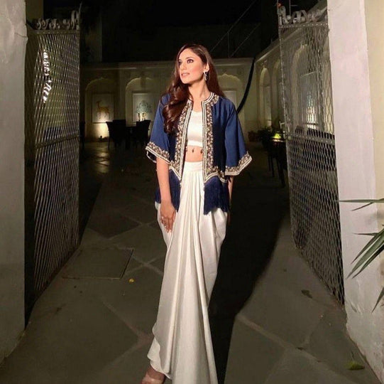Pakistani ready to wear collection with embroidery sequins work top-pant with dupatta