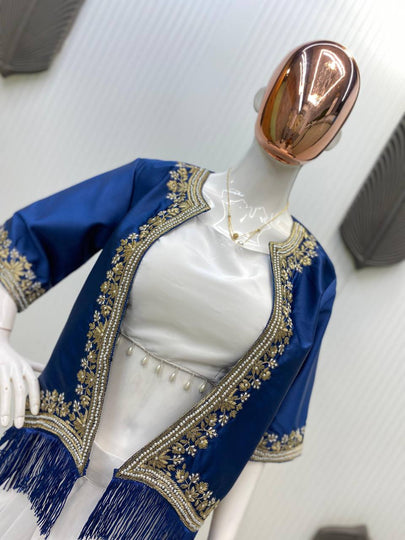 Pakistani ready to wear collection with embroidery sequins work top-pant with dupatta