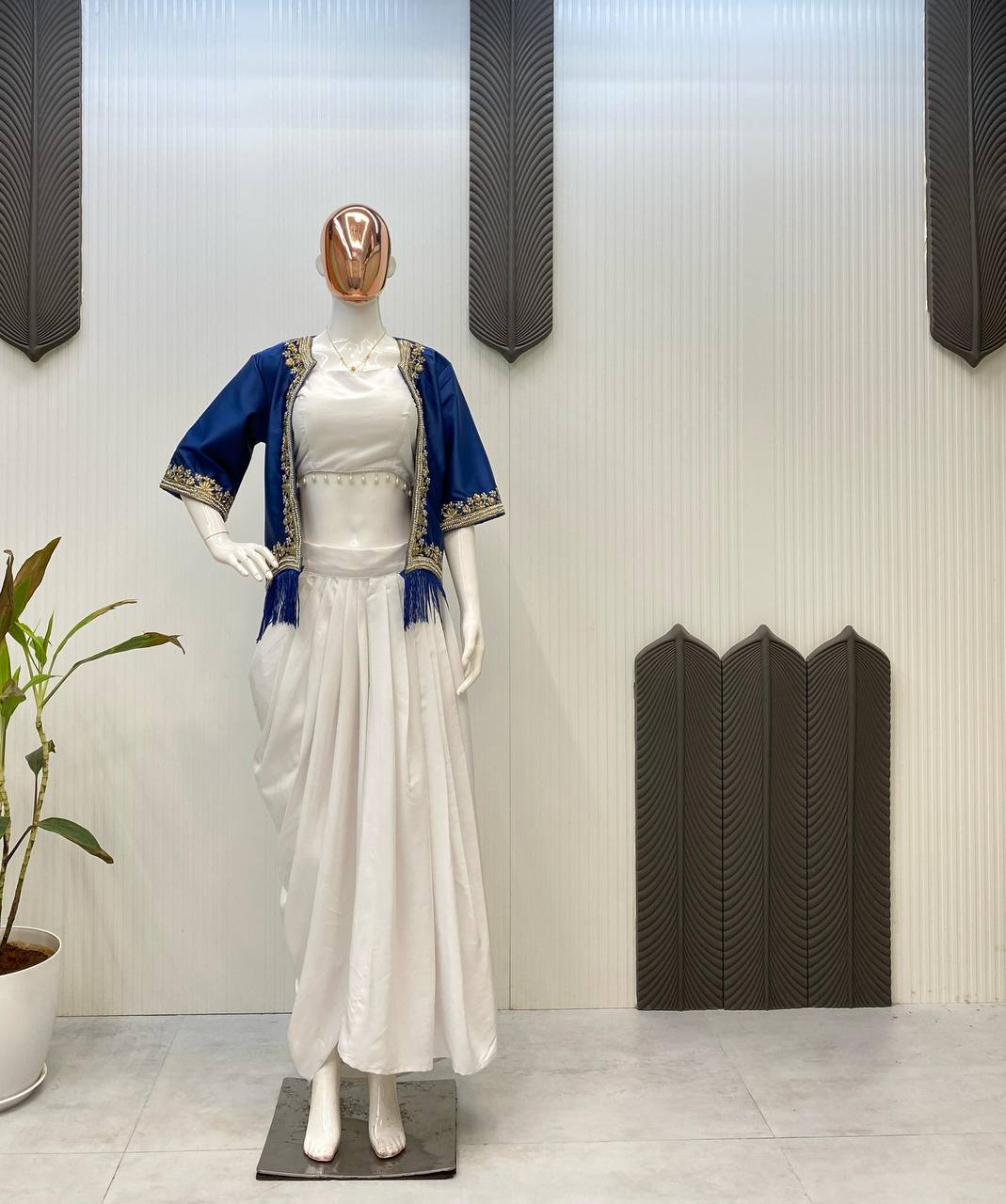 Pakistani ready to wear collection with embroidery sequins work top-pant with dupatta