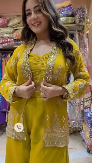 Presenting new Pakistani ready to wear collection sequins work top-pant with dupatta