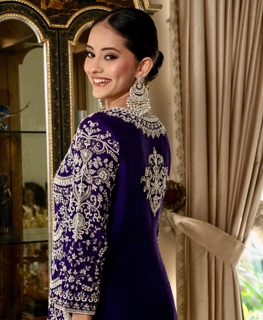Royal Blue Embroidered Anarkali Suit with Palazzo & Dupatta