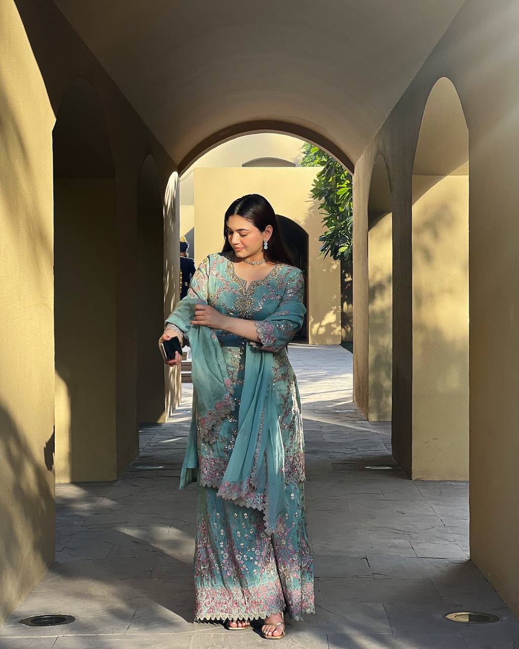 Presenting new Pakistani ready to wear collection  sequins work top-pant with dupatta