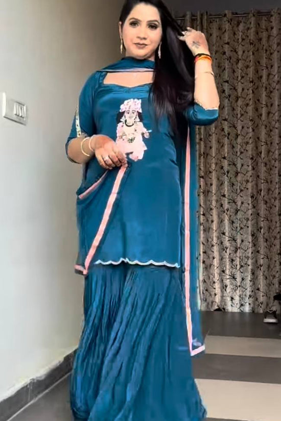 Ivory Embroidered Sharara Suit Set with Dupatta