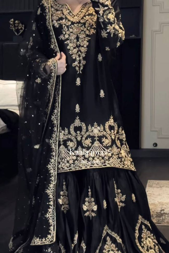 Black & Gold Heavy Embroidered Lehenga Set with Dupatta