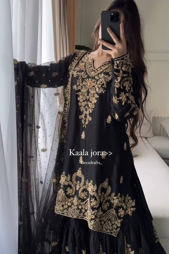 Black & Gold Heavy Embroidered Lehenga Set with Dupatta