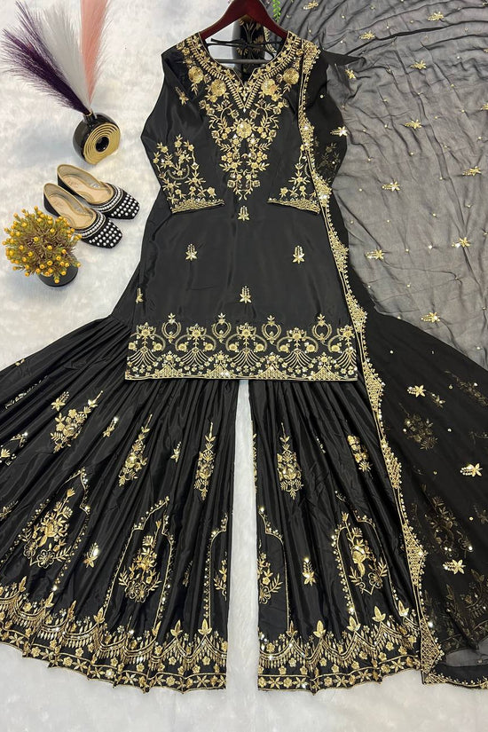 Black & Gold Heavy Embroidered Lehenga Set with Dupatta
