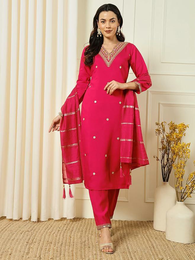 Presenting new Pakistani  collection with embroidery sequins work top-pant with dupatta
