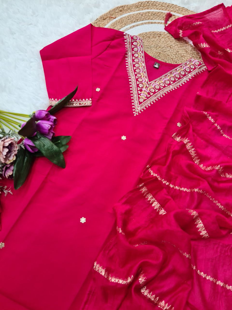 Presenting new Pakistani  collection with embroidery sequins work top-pant with dupatta