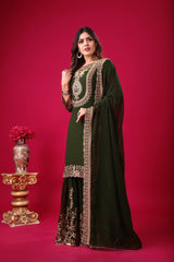 Black Faux Georgette Suit with Heavy Golden Embroidery & Dupatta