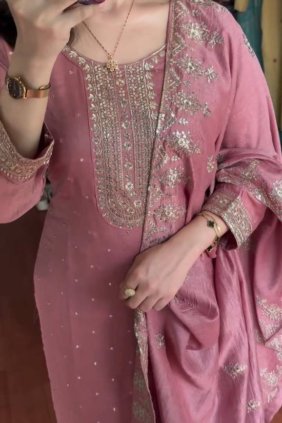Blush Pink Embroidered Cotton Suit with Dupatta