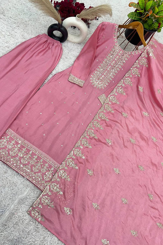 Blush Pink Embroidered Cotton Suit with Dupatta