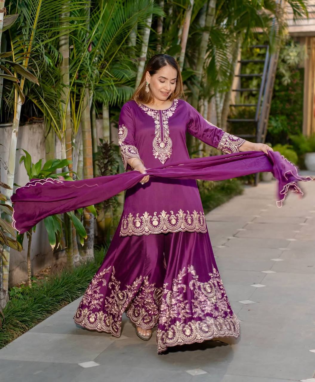 Ivory White Golden Embroidered Anarkali Set with Dupatta