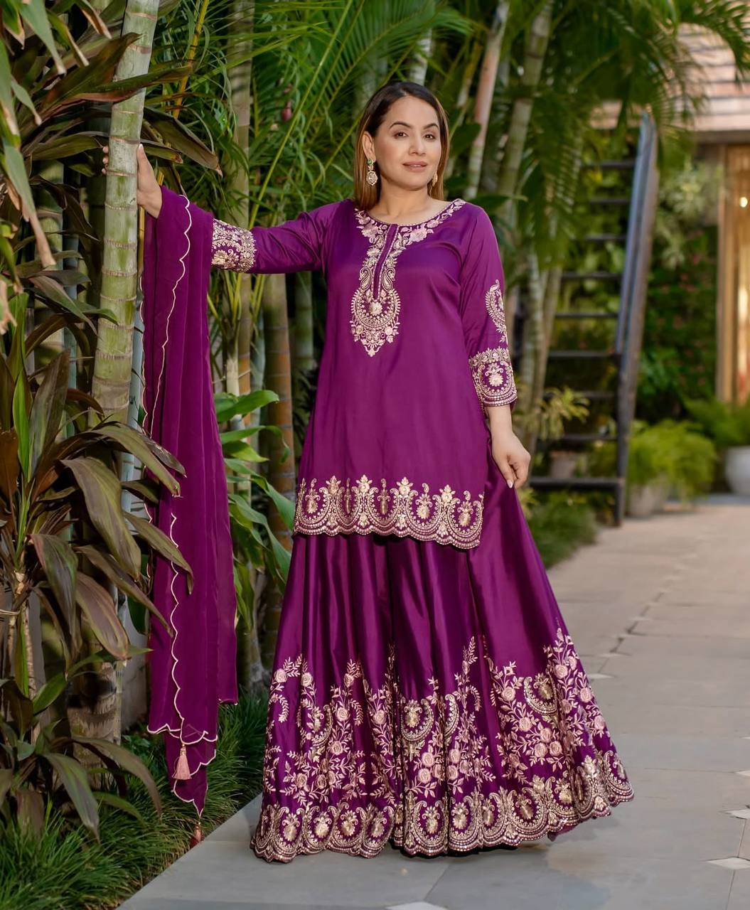 Ivory White Golden Embroidered Anarkali Set with Dupatta