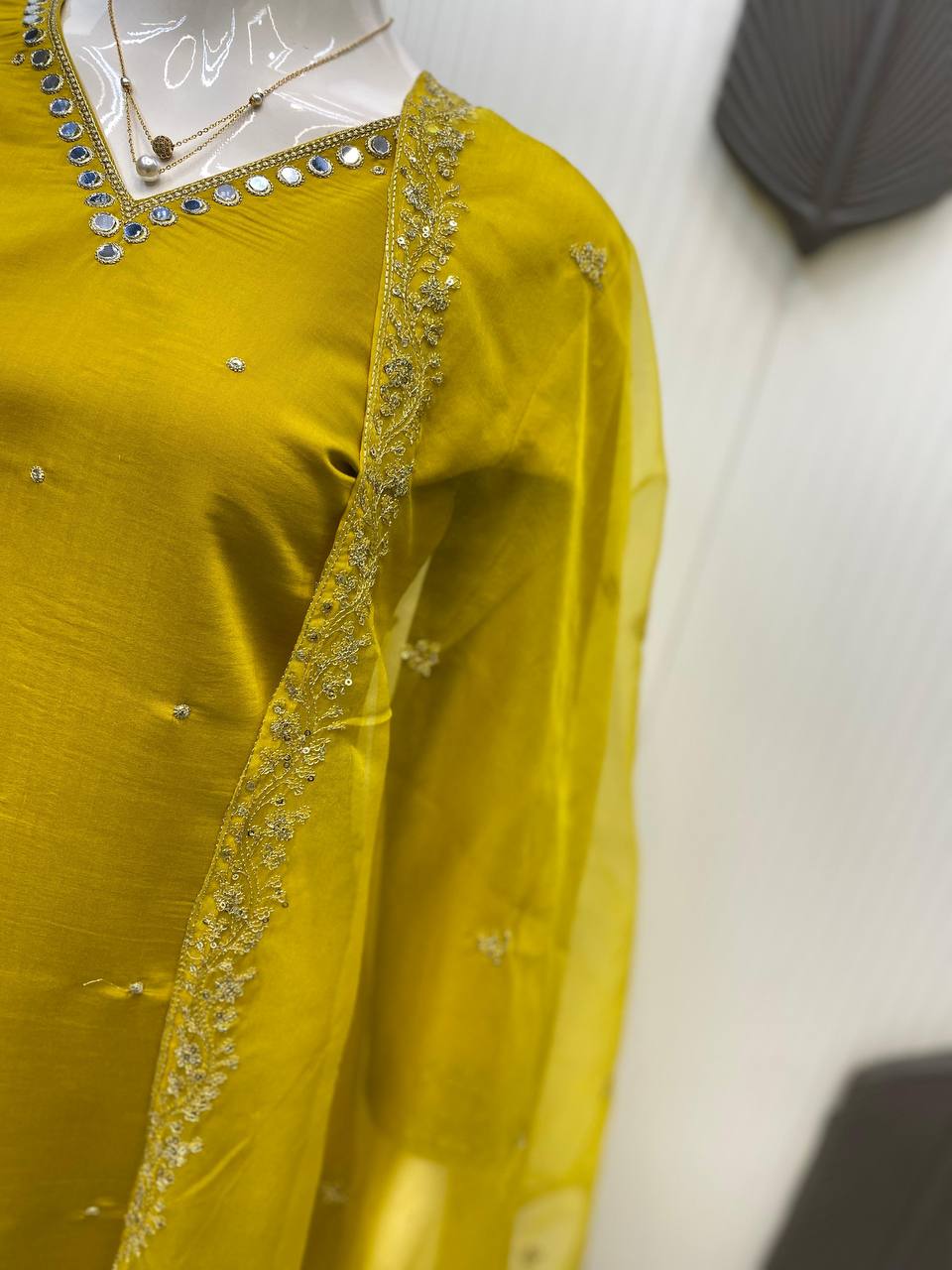 Presenting new Pakistani ready to wear collection with embroidery sequins work suit-pant with dupatta