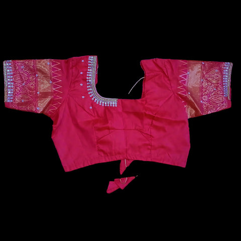 Ta la hi Collections Banarasi Silk Saree for Women, Stithced blouse (34-38) - Pink/Talahi Collections