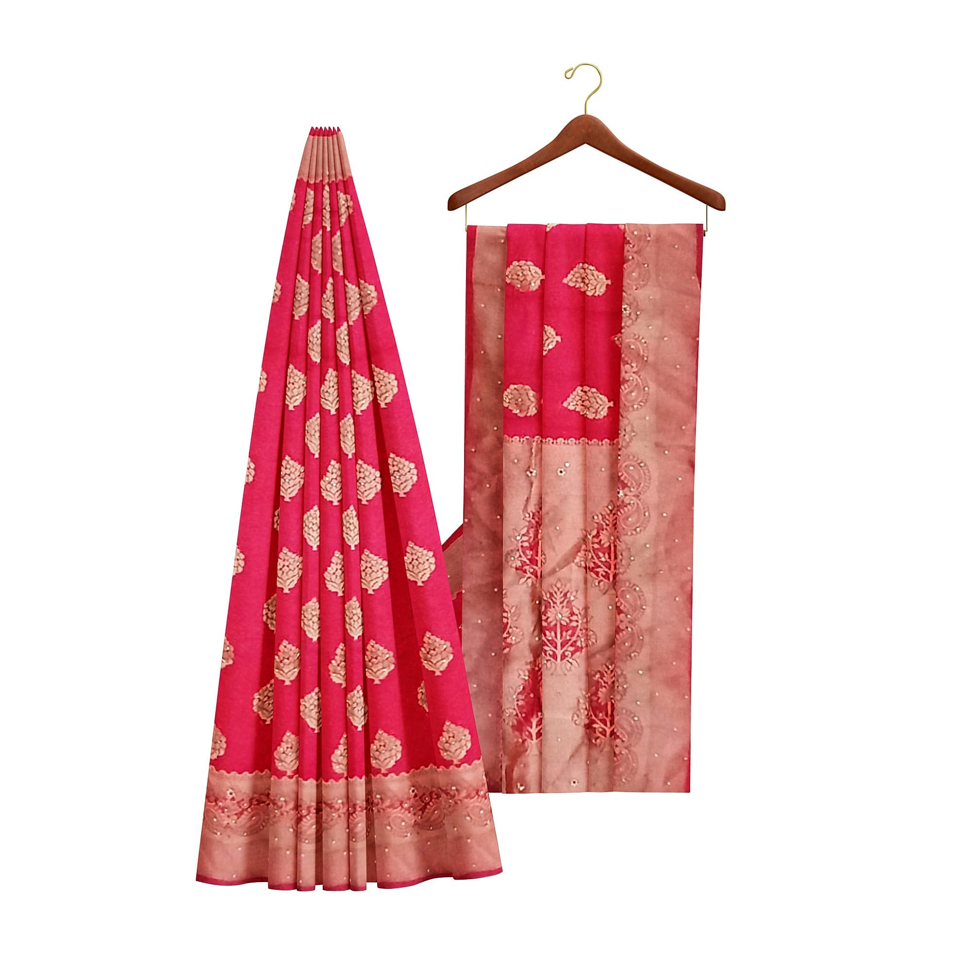 Ta la hi Collections Women's Dola Silk Saree for Women with Unstitched running Blouse -Red/Talahi Collections