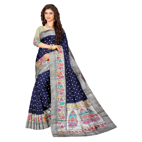 Ta la hi Collections Banarasi Silk Saree for Women, Indian Traditional Women's Silk Saree with Running Blouse and Meenakari Weaving for Wedding Party- Royal Blue/Talahi Collections