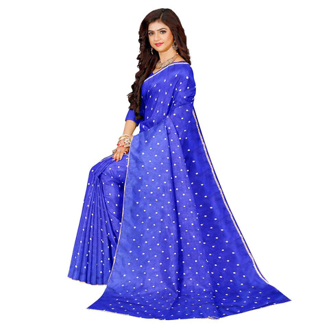 Ta la hi Collections - Elegant Crepe Silk Polka dot Saree for Women with running Blouse Piece- Blue/Talahi Collections