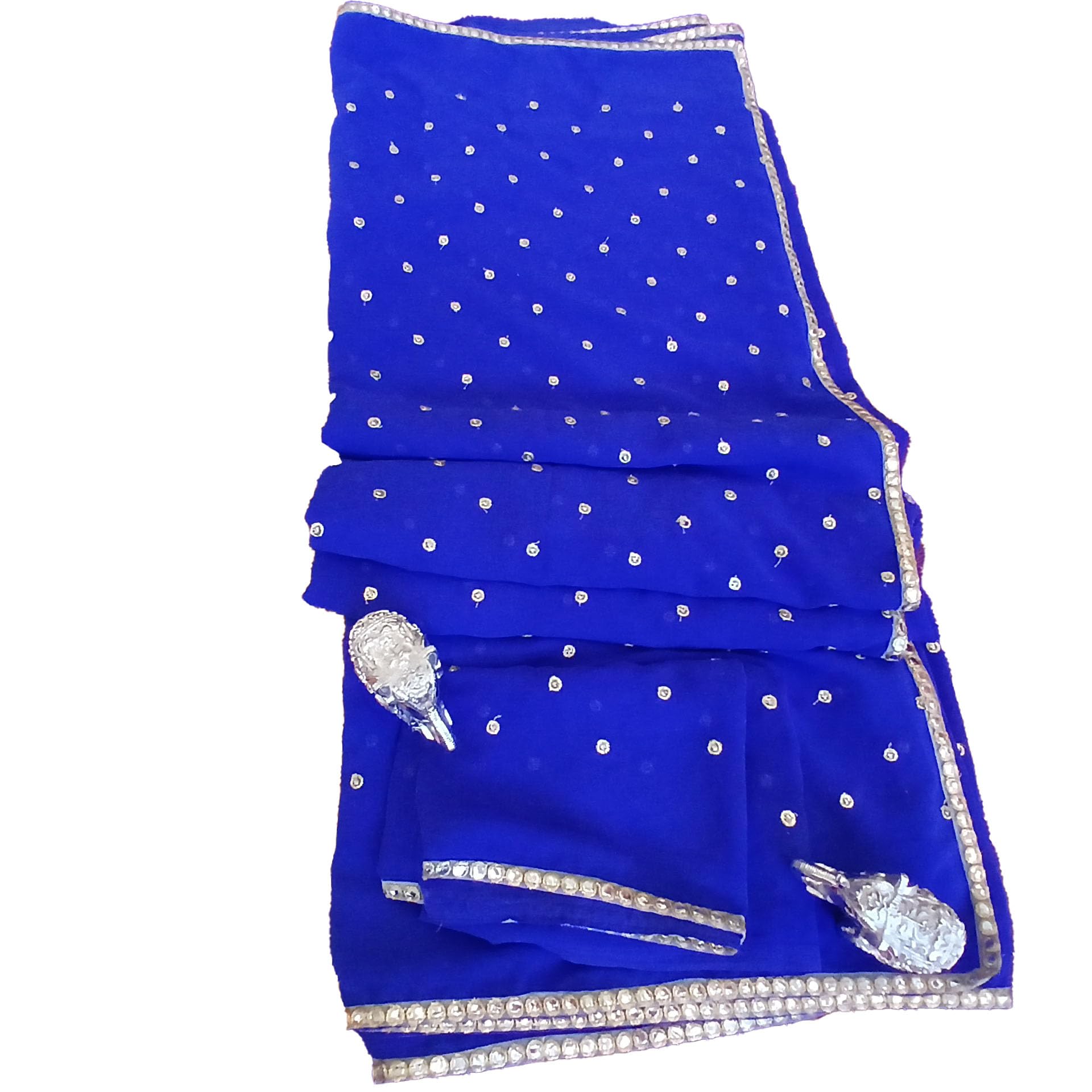 Ta la hi Collections - Elegant Crepe Silk Polka dot Saree for Women with running Blouse Piece- Blue/Talahi Collections