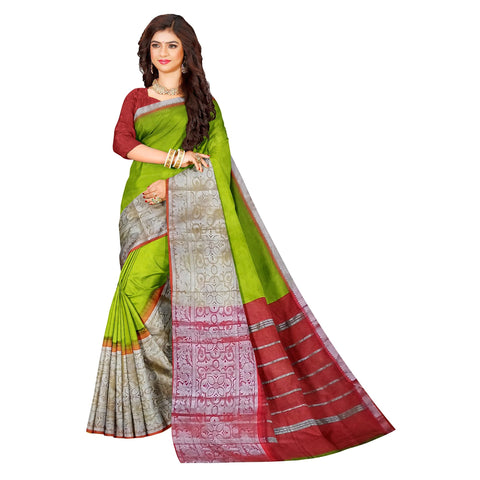 Ta la hi Collections Magalagiri pattu Silk Saree for Women, Stithced Readymade blouse (34-38) - Parrot Green/Talahi Collections