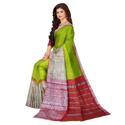 Ta la hi Collections Magalagiri pattu Silk Saree for Women, Stithced Readymade blouse (34-38) - Parrot Green/Talahi Collections