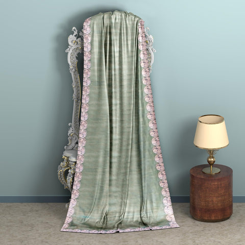 Ta la hi Collections- Elegant Tisse silk with Zadosi lace and running Blouse- Green Fall/PICO Done/Talahi Collections