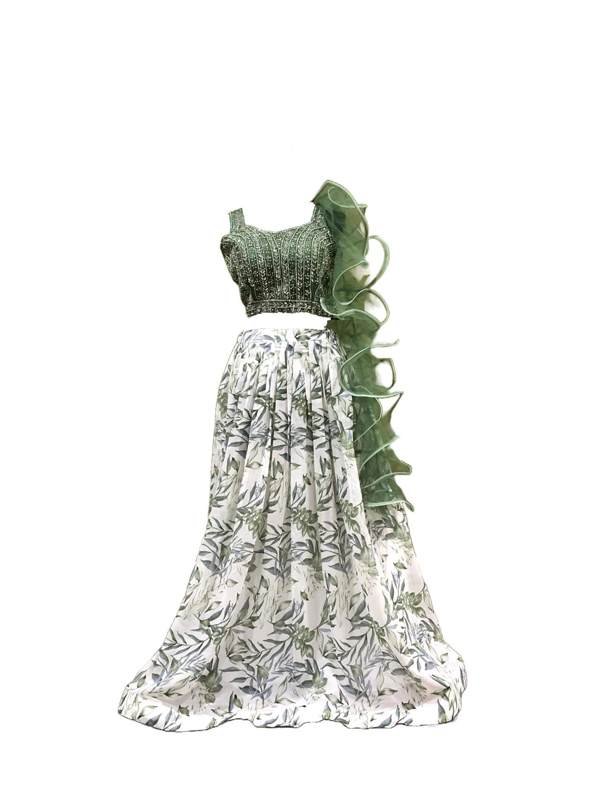 Ta la hi Collections Indian Ready to Wear Women's Embroidered Lehenga Choli for women with ruffle dupatta and heavy stone work blouse/Talahi Collections