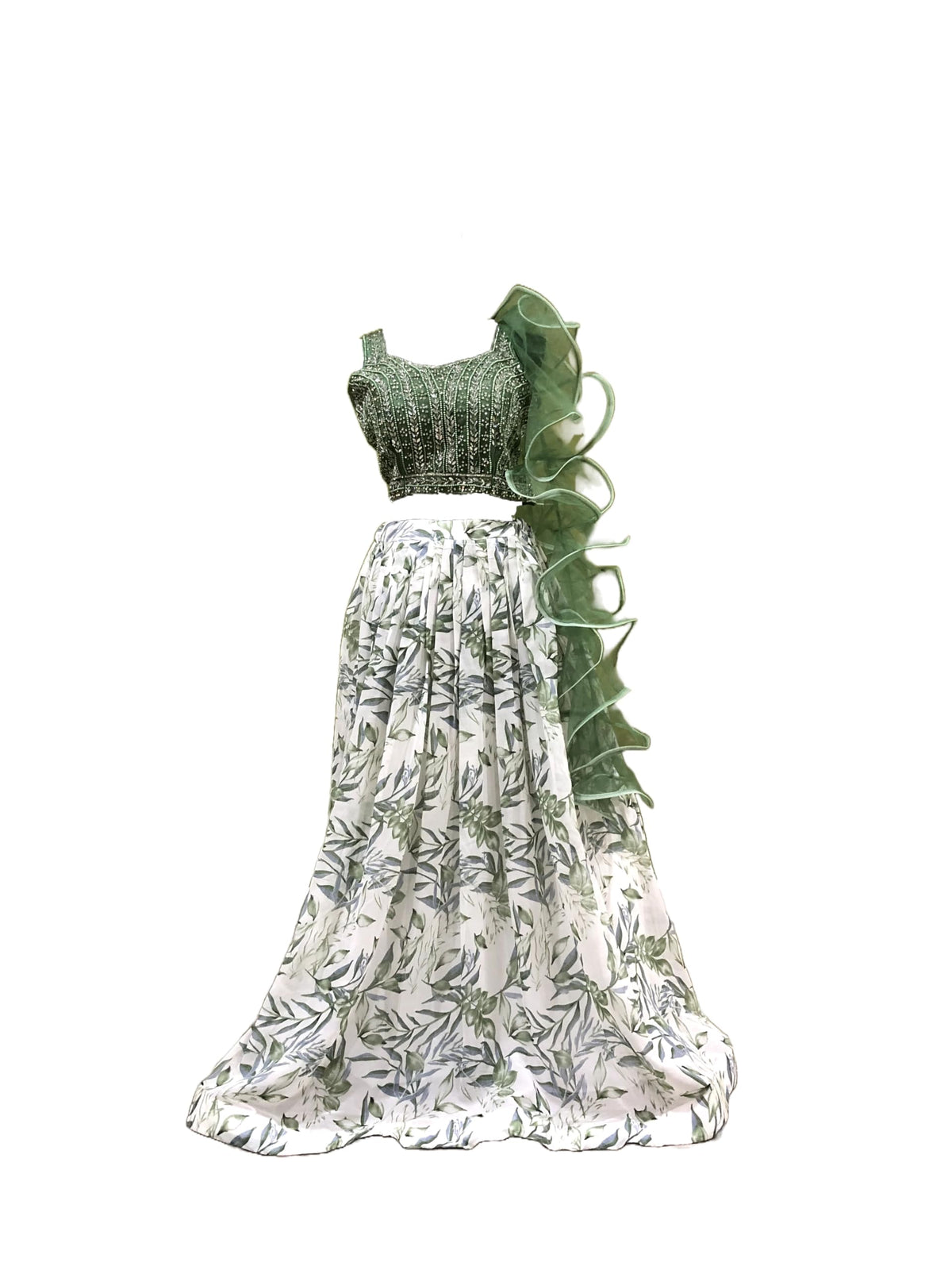 Ta la hi Collections Indian Ready to Wear Women's Embroidered Lehenga Choli for women with ruffle dupatta and heavy stone work blouse (XS- Small)/Talahi Collections