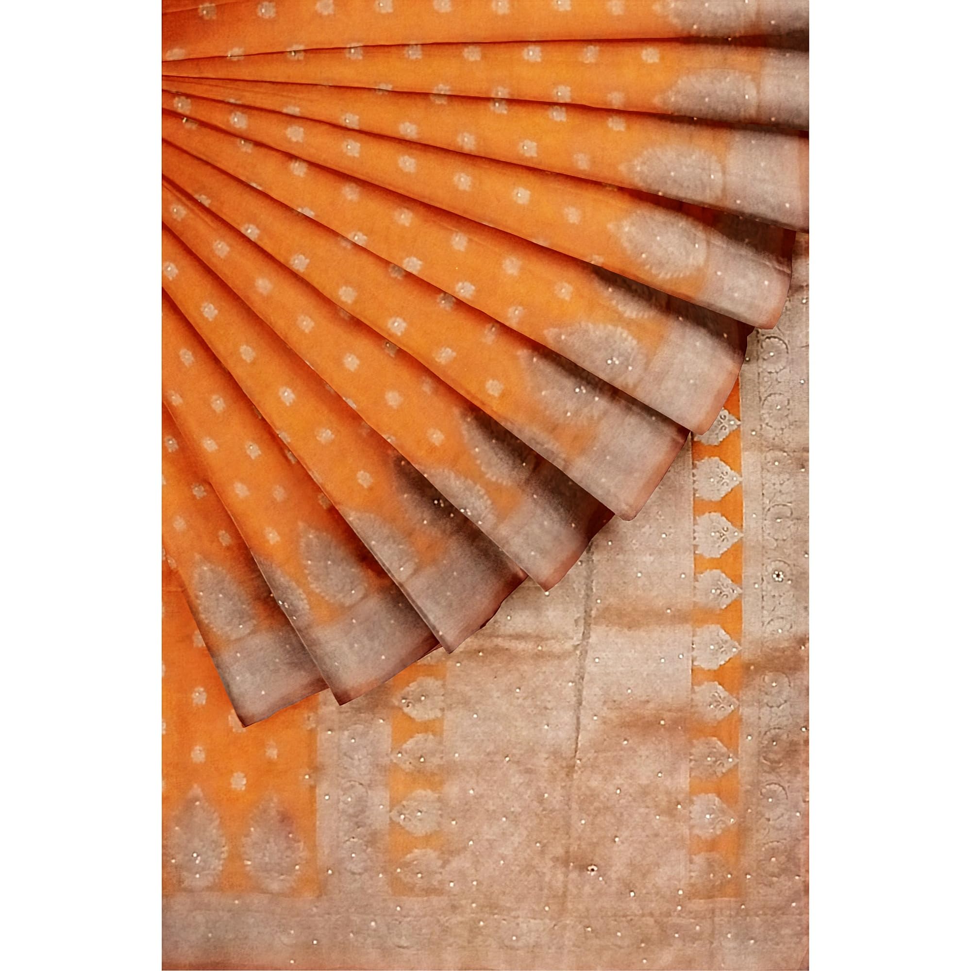 Generic Ta la hi Collections Women's Semi Dola Silk Saree for Women with Unstitched Blouse for Wedding Party with Rhinestone Zari Border -Yellow/Talahi Collections