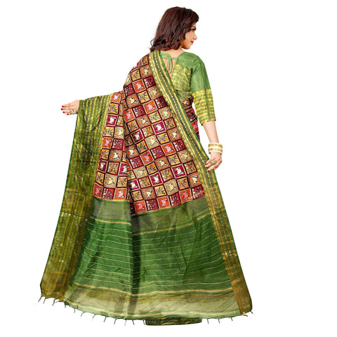 Ta la hi Collections Women's Saree, Soft Art Silk Saree, Indian Traditional Silk Saree for Women, Festival Saree, Wedding Gift Sari -Green/Talahi Collections