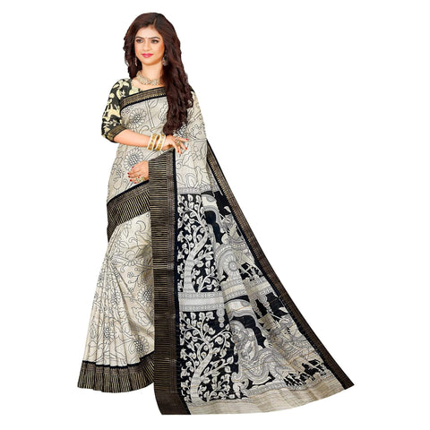 Ta la hi Collections Women's Saree, Soft Art Silk Saree, Indian Traditional Silk Saree for Women, Festival Saree, Wedding Gift Sari -Light Grey/Talahi Collections