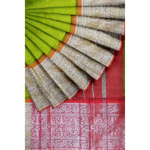 Ta la hi Collections Magalagiri pattu Silk Saree for Women, Stithced Readymade blouse (34-38) - Parrot Green/Talahi Collections