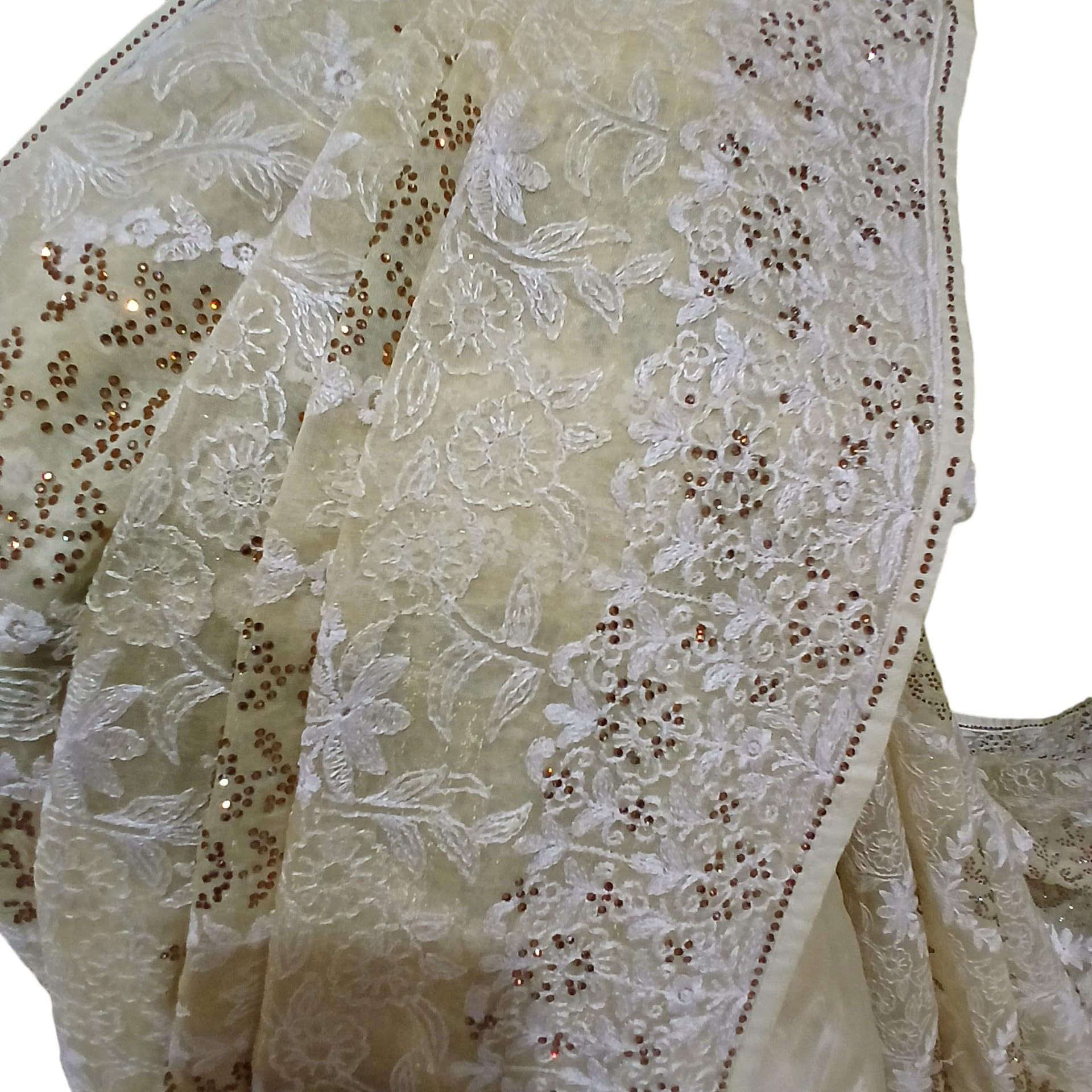 Ta la hi Collections Chiffon Satin Saree with chikankari work and running Blouse - Lemon Yellow/Talahi Collections