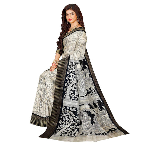 Ta la hi Collections Women's Saree, Soft Art Silk Saree, Indian Traditional Silk Saree for Women, Festival Saree, Wedding Gift Sari -Light Grey/Talahi Collections
